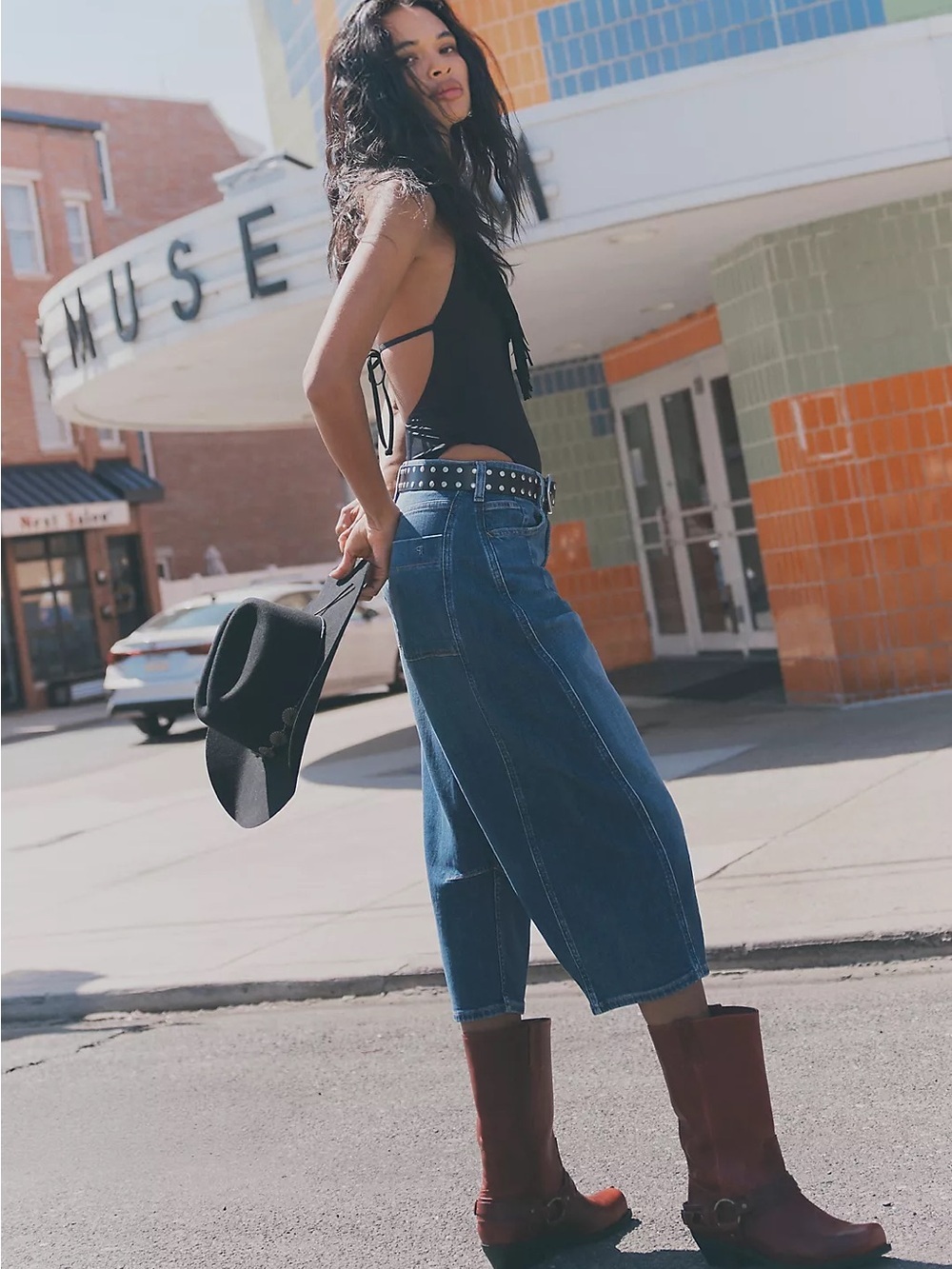 New Pilcro The Kenna high -Rise Heritage Barrel Jeans 32 denim pants crop